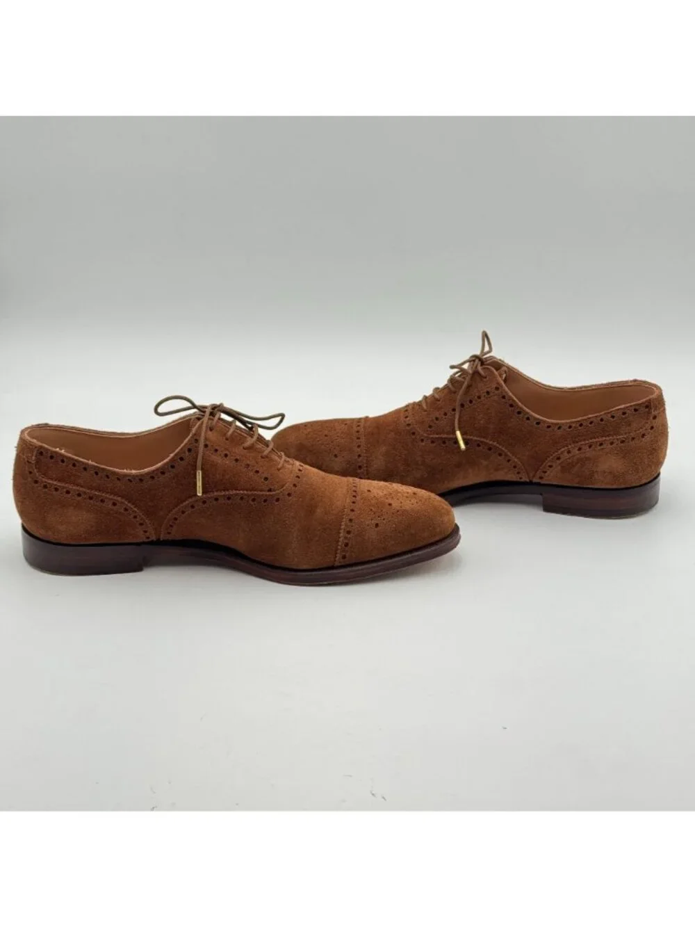 Crockett & Jones Westfield Tobacco Calf Suede Oxford Cap Toe Shoes UK 7.5/US 8.5